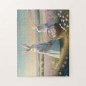 Vintager Osterhase auf einem Feld wilder Blume Puzzle (Vertikal)