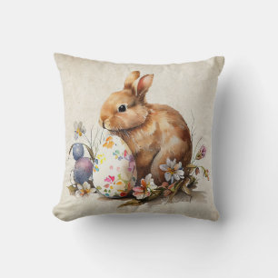 Vintager Osterhase Bunny mit Eiern Kissen