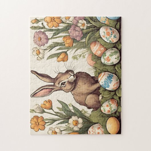 Vintager Osterhase im Frühlingsgarten Puzzle (Vertikal)