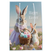 Vintager Osterhase mit Ostereierkorb Mittlere Geschenktüte (Rückseite)