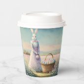 Vintager Osterhase mit Ostereierkorb Pappbecher (Vorderseite)