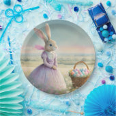 Vintager Osterhase mit Ostereierkorb Pappteller (Party)