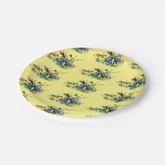 Vintager Osterhase Pappteller (Schrägansicht)