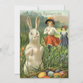 Vintager Osterhase und glückliche Kinder Feiertagskarte (Vorderseite)