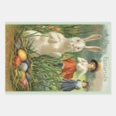 Vintager Osterhase und glückliche Kinder Geschenkpapier Set (Vorderseite 2)