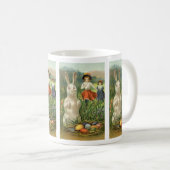 Vintager Osterhase und glückliche Kinder Kaffeetasse (VorderseiteRechts)