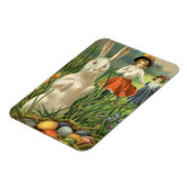 Vintager Osterhase und glückliche Kinder Magnet (Linke Seite)