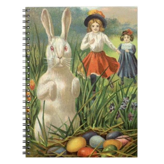 Vintager Osterhase und glückliche Kinder Notizblock (Vorderseite)