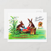 Vintager Osterhase und Küken Postkarte (Vorne/Hinten)