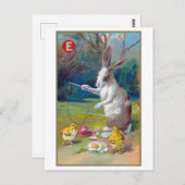Vintager Osterhase und Küken Postkarte (Vorne/Hinten)