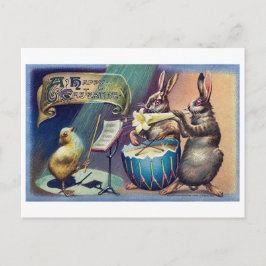 Vintager Osterhase und Küken Postkarte