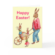 Vintager Osterhasen-Familieneiskarte
