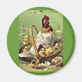 Vintager Osterhengst und -stäbchen im Korb Magnet (Vorne)