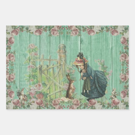 Vintager Osterhof Geschenkpapier Set (Vorderseite 3)