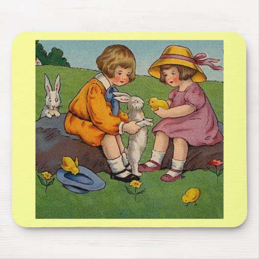 Vintager Osterjunge und Mädchen Mousepad (Vorne)