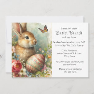 Vintager Osterkaninchen-Brunch Einladung