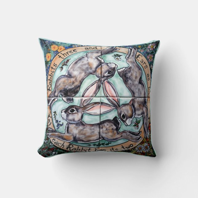 Vintager Osterkaninchen-Tribal-Frühling Kissen (Vorderseite)