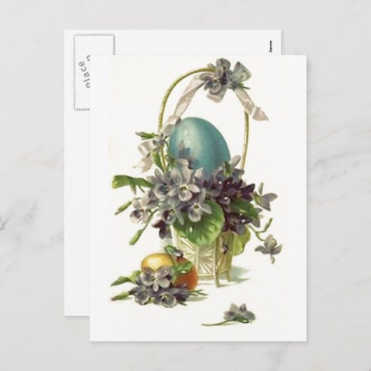 Vintager Osterkorb Feiertagspostkarte (Vorne/Hinten)