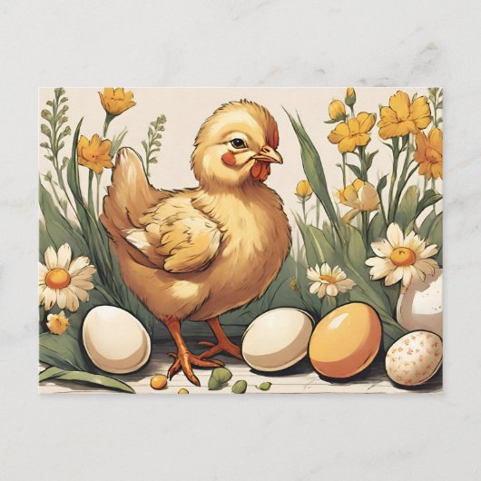 Vintager Osterkrank im Frühjahrsgarten Feiertagspostkarte (Vorderseite)