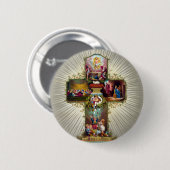 Vintager Osterkreuzzug Religiöse Feiertage Gold Button (Vorne & Hinten)
