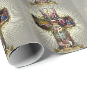 Vintager Osterkreuzzug Religiöse Feiertage Gold Geschenkpapier