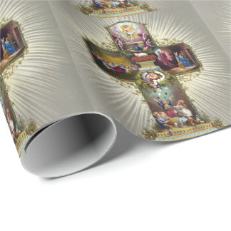 Vintager Osterkreuzzug Religiöse Feiertage Gold Geschenkpapier