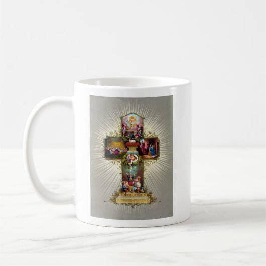Vintager Osterkreuzzug Religiöse Feiertage Gold Kaffeetasse (Links)