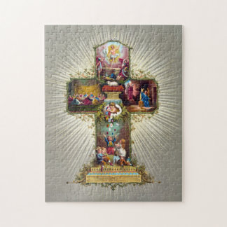 Vintager Osterkreuzzug Religiöse Feiertage Gold Puzzle