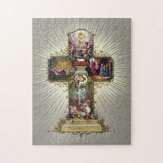 Vintager Osterkreuzzug Religiöse Feiertage Gold Puzzle (Vertikal)