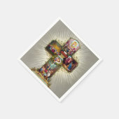 Vintager Osterkreuzzug Religiöse Feiertage Gold Serviette (Ecke)