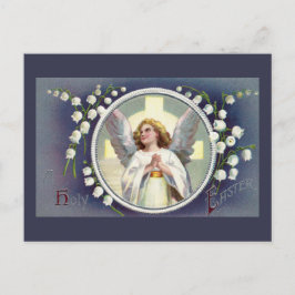 Vintager Ostern-Engel und Lilie des Tales Feiertagspostkarte