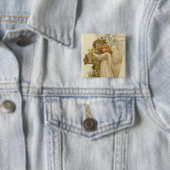 Vintager Ostern-Engels-Quadrat-Knopf Button (Beispiel)