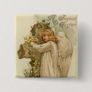 Vintager Ostern-Engels-Quadrat-Knopf Button
