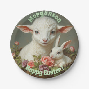 Vintager Ostern - Individuelles Lamm- und Sonnenli Pappteller