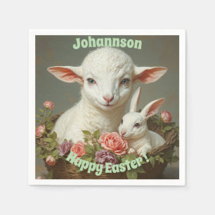 Vintager Ostern - Individuelles Lamm- und Sonnenli Serviette
