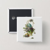 Vintager Ostern-Korb Button (Vorne & Hinten)