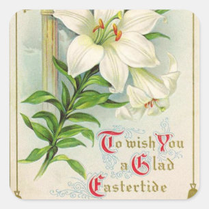 Vintager Ostern-Kunst Feiertagsaufkleber Quadratischer Aufkleber