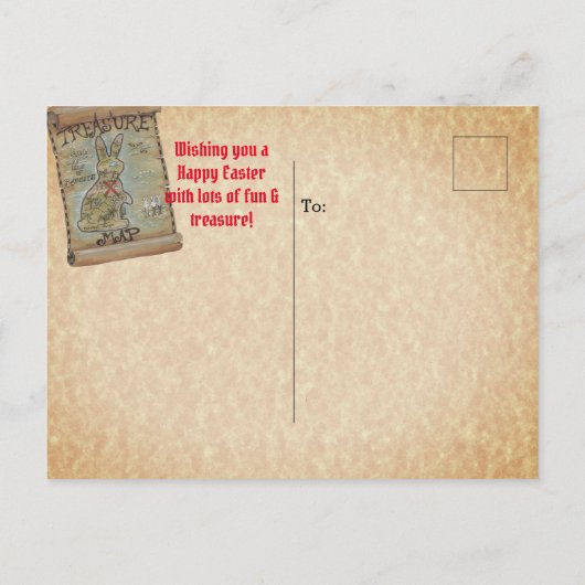 Vintager Osterpferd Kaninchen Bunny Treashest Postkarte (Rückseite)