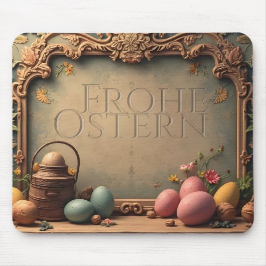 Vintager Osterzauber mit festlichen Blumenzitaten Mousepad (Vorne)