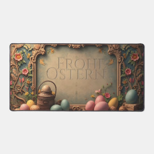Vintager Osterzauber mit festlichen Blumenzitaten Schreibtischunterlage