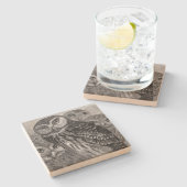 Vintager Owl Family Square Steinuntersetzer (Seitenansicht)
