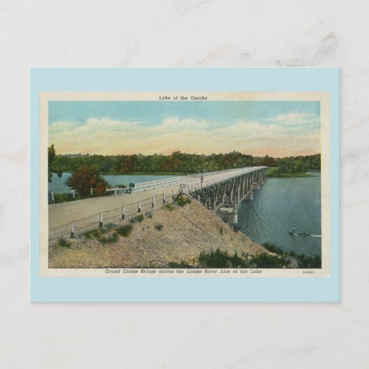 Vintager Ozarksee, Grand Glaize Bridge Postkarte (Vorderseite)