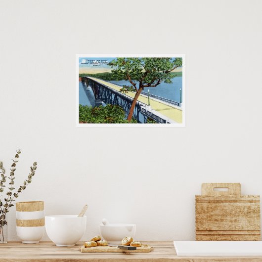 Vintager Ozarksee, Hurrikan-Deck-Brücke Poster (Küche)