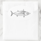Vintager Ozean Fisch Art - Bonito Ovaler Aufkleber (Tasche)