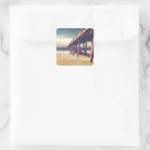 Vintager Ozeansteg Quadratischer Aufkleber (Tasche)