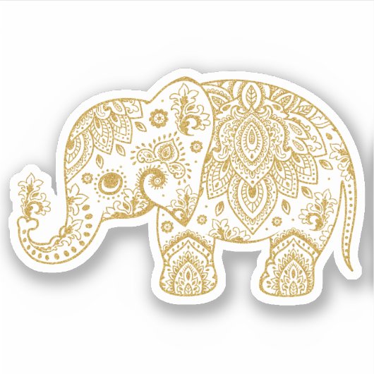 Vintager Paisley-Elefant Aufkleber (Vorderseite)
