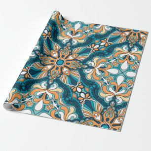 Vintager Paisley-Taschentuch-Ornament-Druck. Seide Geschenkpapier