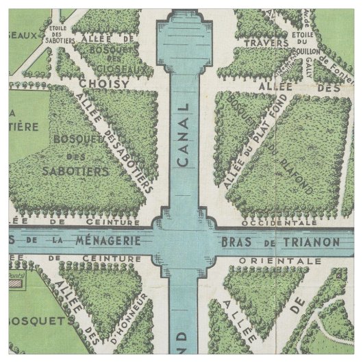 Vintager Palast von Versailles-Karte Stoff (Muster)