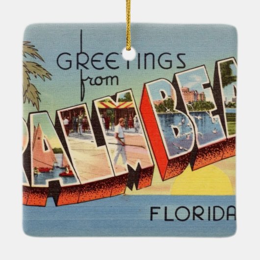 Vintager Palm Beach Empfang Keramikornament (Rückseite)