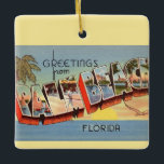 Vintager Palm Beach Empfang Keramikornament<br><div class="desc">Eine farbenfrohe,  Vintage Postkartengrüße vom Palm Beach,  Florida,  die auf einem Zierwerk umgewidmet wurde!</div>